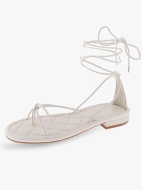 AEROSOLES White Strappy Lace-Up Flat Sandal